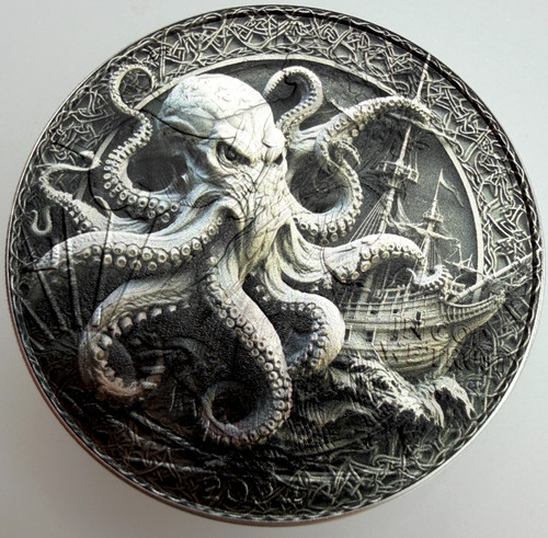 Kraken and pirate ship - and,
