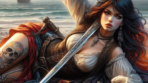 Plaque métal femme pirate - , 30