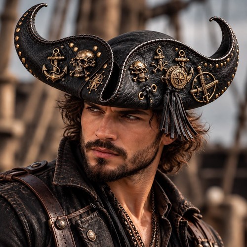 Cappello pirata nero pelle
