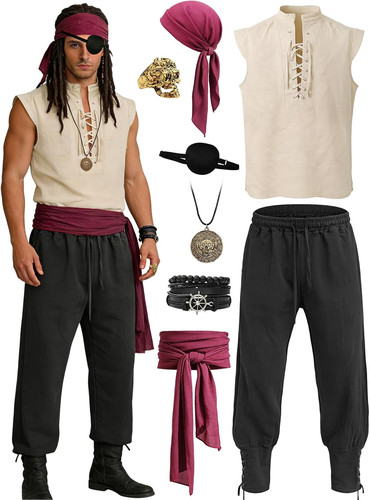 Costume pirata uomo 8pz - pirata,
