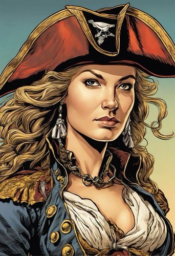 Plaque métal femme pirate - ,